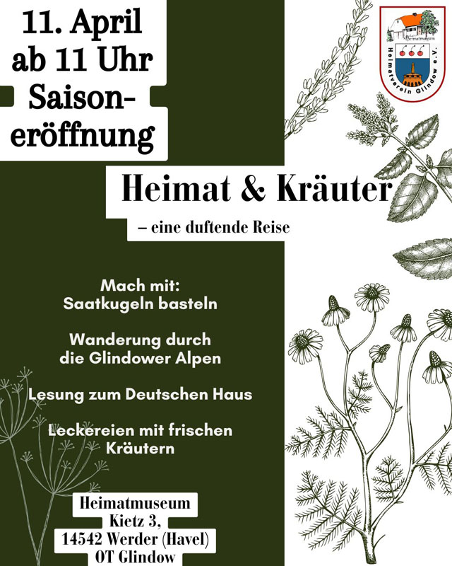 Neue Museumssaison im Heimatmuseum Glindow: „Heimat & Kräuter – eine duftende Reise“