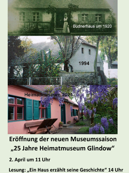 Collage (bwi): Einladung 25 Jahre Heimatmuseum Glindow